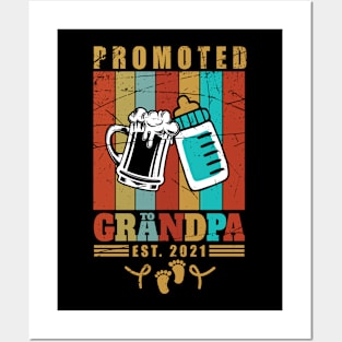 Promoted To Grandpa Baby Reveal Grandpa design EST 2021 Posters and Art